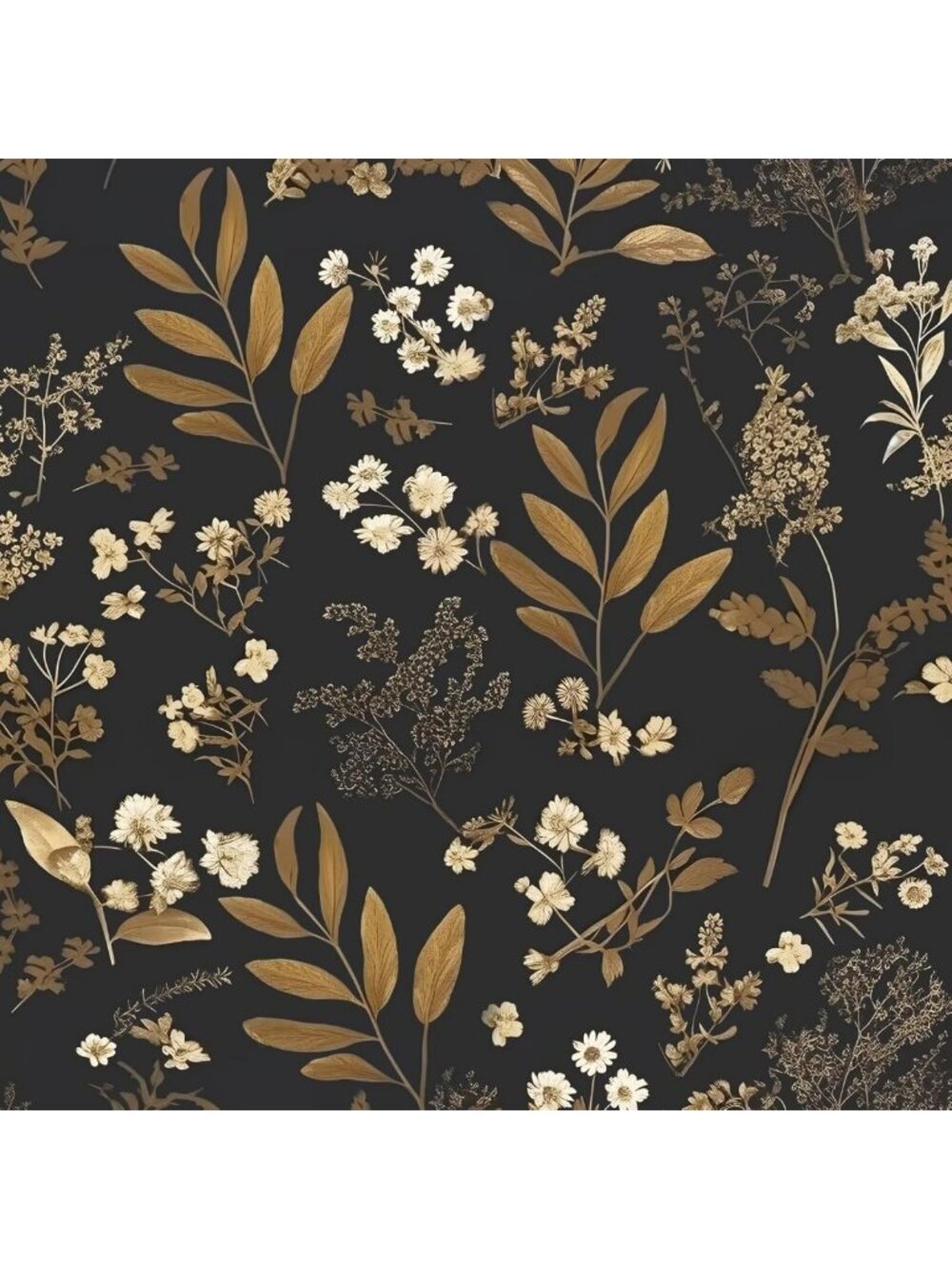 Vintage Floral Peel and Stick Wallpaper, Removable, Gold & Black, 17.5"x393